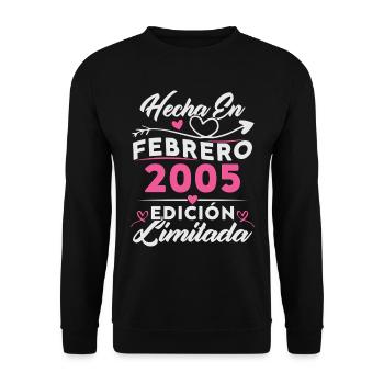 20. Geburtstag Frau 20 Jahre Made In 2005 Februar - Unisex Pullover - Schwarz - Vorne - Alina (178cm) & Michal (187cm)
