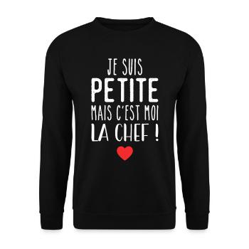 Je suis petite mais c'est moi la chef - Sweat-shirt Unisexe - noir - Devant - Alina (178cm) & Michal (187cm)