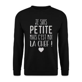 Je suis petite mais c'est moi la chef - Sweat-shirt Unisexe - noir - Devant - Alina (178cm) & Michal (187cm)