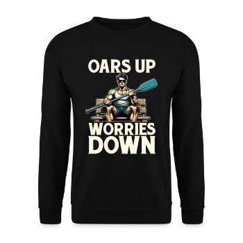 Water Rowing Oars Up Worries Down Water Sports - Unisex Sweatshirt - black - Front - Alina (178cm) & Michal (187cm)