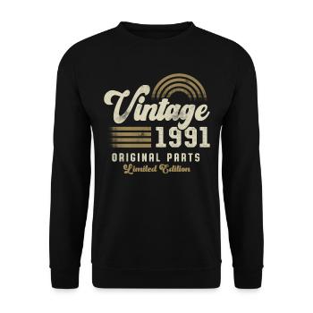 Vintage 1991 Birthday Retro - Unisex Sweatshirt - black - Front - Alina (178cm) & Michal (187cm)