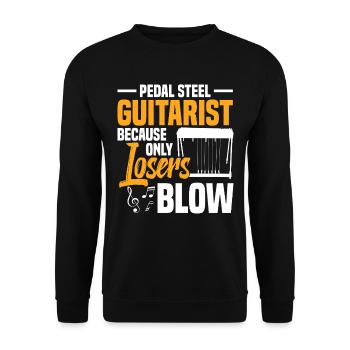 Pedal Steel Guitarist String Instrument Mountain - Unisex Pullover - Schwarz - Vorne - Alina (178cm) & Michal (187cm)
