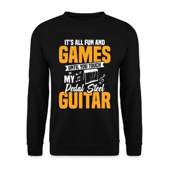 Pedal Steel Guitarist String Instrument Mountain - Unisex Pullover - Schwarz - Vorne - Alina (178cm) & Michal (187cm)