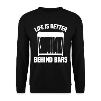 Pedal Steel Guitarist String Instrument Mountain - Unisex Pullover - Schwarz - Vorne - Alina (178cm) & Michal (187cm)