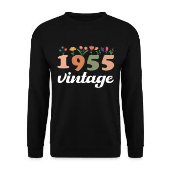 70 Années Vintage 1955 Anniversaire Femmes Fleurs - Sweat-shirt Unisexe - noir - Devant - Alina (178cm) & Michal (187cm)