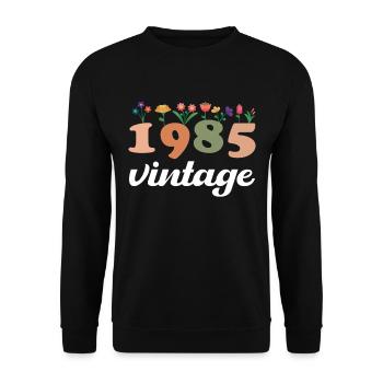 40 Années Vintage 1985 Anniversaire Femmes Fleurs - Sweat-shirt Unisexe - noir - Devant - Alina (178cm) & Michal (187cm)