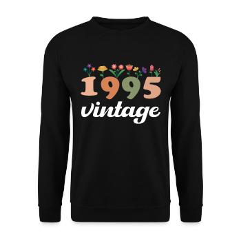 30 ans Vintage 1995 Anniversaire Femmes Fleurs - Sweat-shirt Unisexe - noir - Devant - Alina (178cm) & Michal (187cm)
