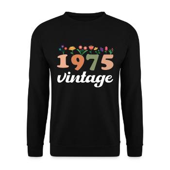 50 Années Vintage 1975 Anniversaire Femmes Fleurs - Sweat-shirt Unisexe - noir - Devant - Alina (178cm) & Michal (187cm)