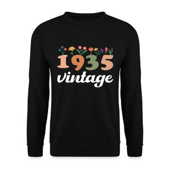 90 Jahre Jahrgang 1935 Geburtstag Frauen - Unisex Pullover - Schwarz - Vorne - Alina (178cm) & Michal (187cm)