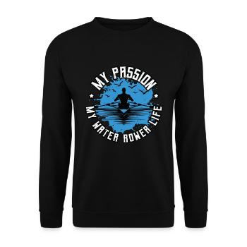 L’aviron aquatique Ma passion Mes sports nautiques Le canoë - Sweat-shirt Unisexe - noir - Devant - Alina (178cm) & Michal (187cm)