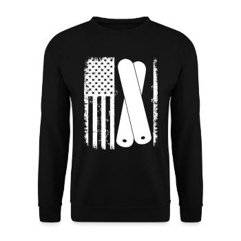 Pedal Steel Guitarist String Instrument Mountain - Unisex Pullover - Schwarz - Vorne - Alina (178cm) & Michal (187cm)