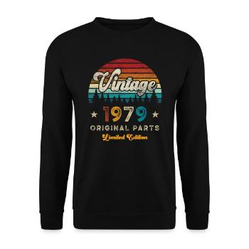 Vintage 1979 Birthday Retro - Unisex Sweatshirt - black - Front - Alina (178cm) & Michal (187cm)