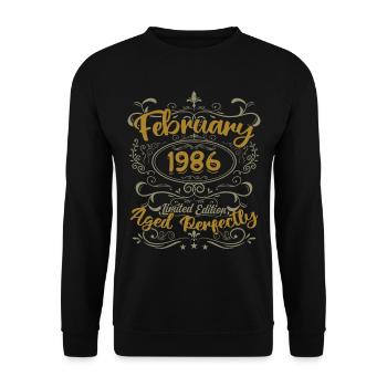 Geschenkidee Februar 1986 Geburtstag Februar 1986 - Unisex Pullover - Schwarz - Vorne - Alina (178cm) & Michal (187cm)