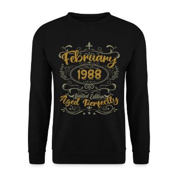 Idée cadeau février 1988 anniversaire février 1988 - Sweat-shirt Unisexe - noir - Devant - Alina (178cm) & Michal (187cm)