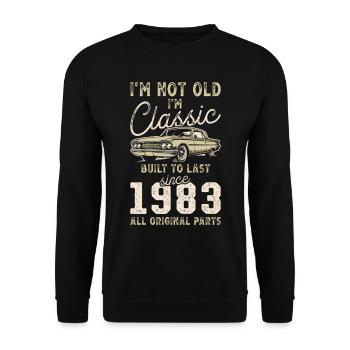 Born 1983 Birthday Classic Car - Unisex Sweatshirt - black - Front - Alina (178cm) & Michal (187cm)