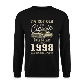 Né en 1998 Anniversaire Voiture classique - Sweat-shirt Unisexe - noir - Devant - Alina (178cm) & Michal (187cm)