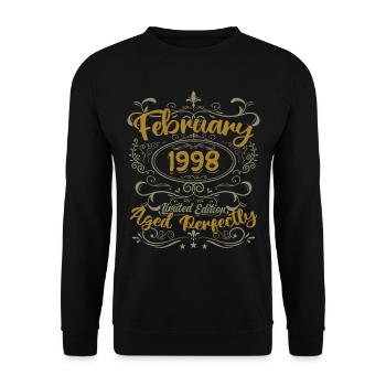 Idée cadeau février 1998 anniversaire février 1998 - Sweat-shirt Unisexe - noir - Devant - Alina (178cm) & Michal (187cm)