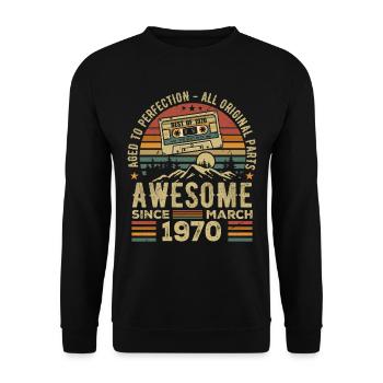 Mars 1970 cadeau anniversaire mars 1970 march 1970 - Sweat-shirt Unisexe - noir - Devant - Alina (178cm) & Michal (187cm)