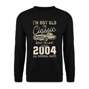 Geboren 2004 Geburtstag Oldtimer - Unisex Pullover - Schwarz - Vorne - Alina (178cm) & Michal (187cm)