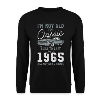 Né en 1965 Anniversaire Voiture classique - Sweat-shirt Unisexe - noir - Devant - Alina (178cm) & Michal (187cm)