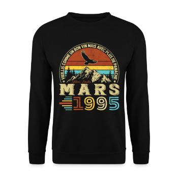 March 1995 Vintage Birthday Gift - Unisex Sweatshirt - black - Front - Alina (178cm) & Michal (187cm)