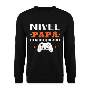 Vater-Level freigeschaltet Beabsichtigte Eltern - Unisex Pullover - Schwarz - Vorne - Alina (178cm) & Michal (187cm)