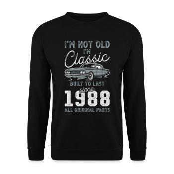 Né en 1988 Anniversaire Voiture classique - Sweat-shirt Unisexe - noir - Devant - Alina (178cm) & Michal (187cm)