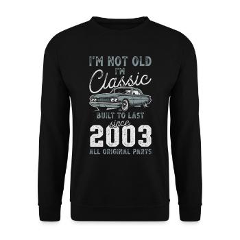 Born 2003 Birthday Classic Car - Unisex Sweatshirt - black - Front - Alina (178cm) & Michal (187cm)