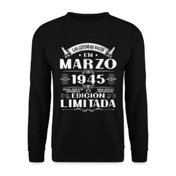Die Legenden wurden im März 1945 geboren - Unisex Pullover - Schwarz - Vorne - Alina (178cm) & Michal (187cm)
