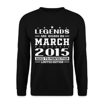 Mars 2015 Vintage Cadeau Anniversaire - Sweat-shirt Unisexe - noir - Devant - Alina (178cm) & Michal (187cm)