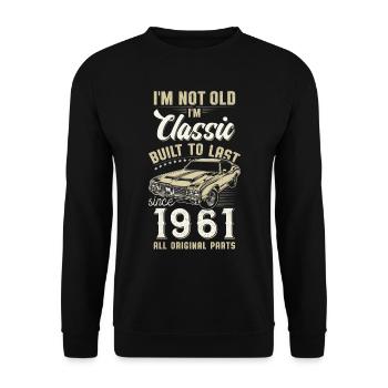 Né en 1961 Anniversaire Voiture classique - Sweat-shirt Unisexe - noir - Devant - Alina (178cm) & Michal (187cm)