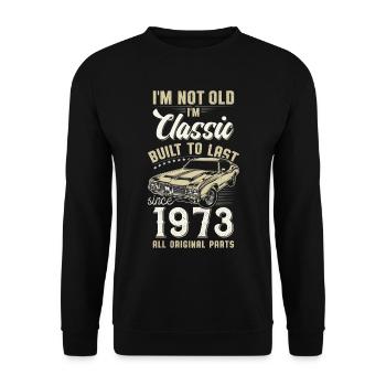 Né en 1973 Anniversaire Voiture classique - Sweat-shirt Unisexe - noir - Devant - Alina (178cm) & Michal (187cm)