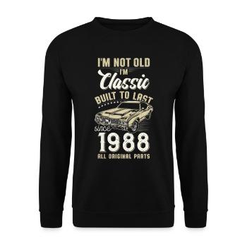 Né en 1988 Anniversaire Voiture classique - Sweat-shirt Unisexe - noir - Devant - Alina (178cm) & Michal (187cm)