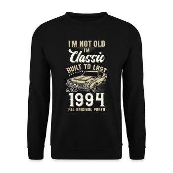 Born 1994 Birthday Classic Car - Unisex Sweatshirt - black - Front - Alina (178cm) & Michal (187cm)