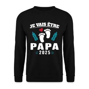 Man Dad To Be 2025 Gift - Unisex Sweatshirt - black - Front - Alina (178cm) & Michal (187cm)