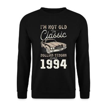Born 1994 Birthday Classic Car - Unisex Sweatshirt - black - Front - Alina (178cm) & Michal (187cm)