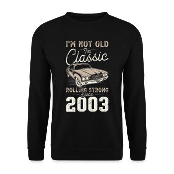 Born 2003 Birthday Classic Car - Unisex Sweatshirt - black - Front - Alina (178cm) & Michal (187cm)
