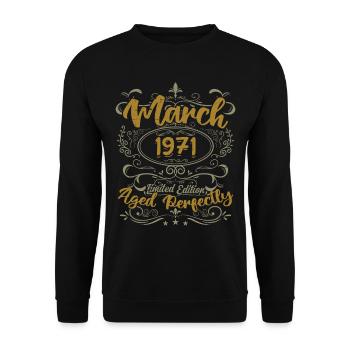 Mars 1971 cadeau fête d'anniversaire | March 1971 - Sweat-shirt Unisexe - noir - Devant - Alina (178cm) & Michal (187cm)