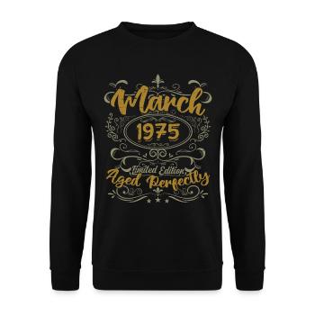 Mars 1975 cadeau fête d'anniversaire | March 1975 - Sweat-shirt Unisexe - noir - Devant - Alina (178cm) & Michal (187cm)