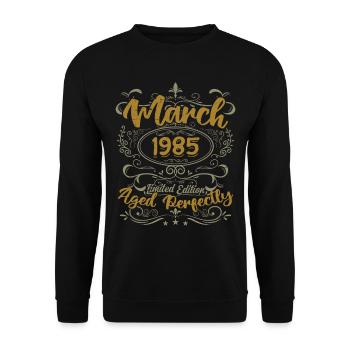 Mars 1985 cadeau fête d'anniversaire | March 1985 - Sweat-shirt Unisexe - noir - Devant - Alina (178cm) & Michal (187cm)