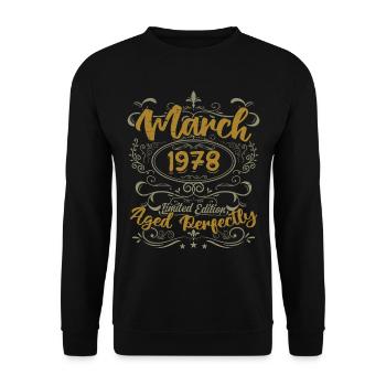 March 1978 Birthday Party Gift | March 1978 - Unisex Sweatshirt - black - Front - Alina (178cm) & Michal (187cm)