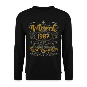 March 1987 Birthday Party Gift | March 1987 - Unisex Sweatshirt - black - Front - Alina (178cm) & Michal (187cm)