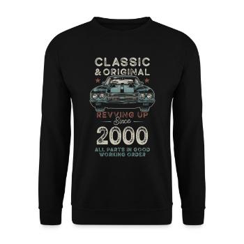 Born in 2000 Birthday Classic Car - Unisex Pullover - Schwarz - Vorne - Alina (178cm) & Michal (187cm)