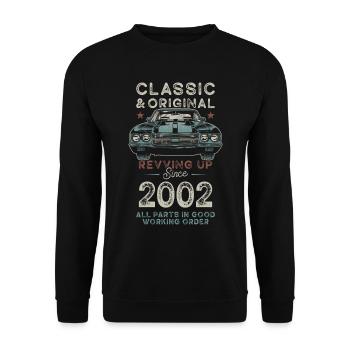 Born in 2002 Birthday Classic Car - Unisex Pullover - Schwarz - Vorne - Alina (178cm) & Michal (187cm)