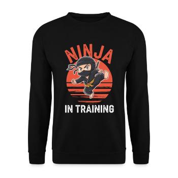 Cute Ninja In Training Mode Warrior Costume Design - Unisex Pullover - Schwarz - Vorne - Alina (178cm) & Michal (187cm)