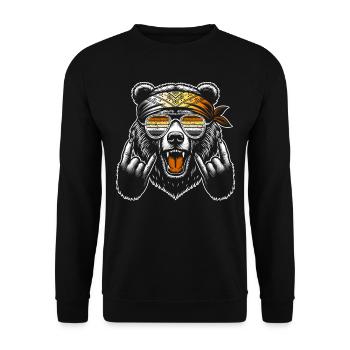 Bären Pride Rock Design Vintage Bear Flag - Unisex Pullover - Schwarz - Vorne - Alina (178cm) & Michal (187cm)