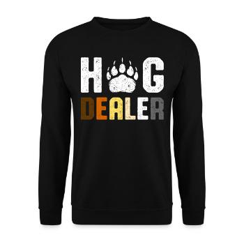 Gay Bären Pride Hug Dealer Lustig Retro - Unisex Pullover - Schwarz - Vorne - Alina (178cm) & Michal (187cm)