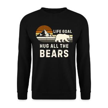 Gay Bären Pride Lustig Retro Alle Umarmen - Unisex Pullover - Schwarz - Vorne - Alina (178cm) & Michal (187cm)