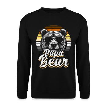 Papa Bear Gay Pride Retro Look Bear Flag - Unisex Sweatshirt - black - Front - Alina (178cm) & Michal (187cm)
