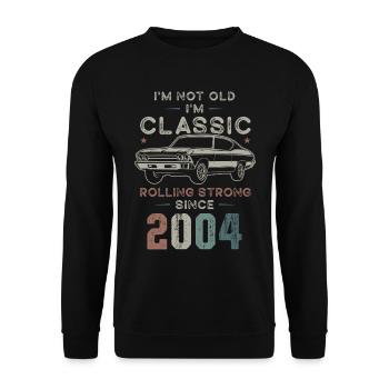 Geboren 2004 Geburtstag Oldtimer - Unisex Pullover - Schwarz - Vorne - Alina (178cm) & Michal (187cm)